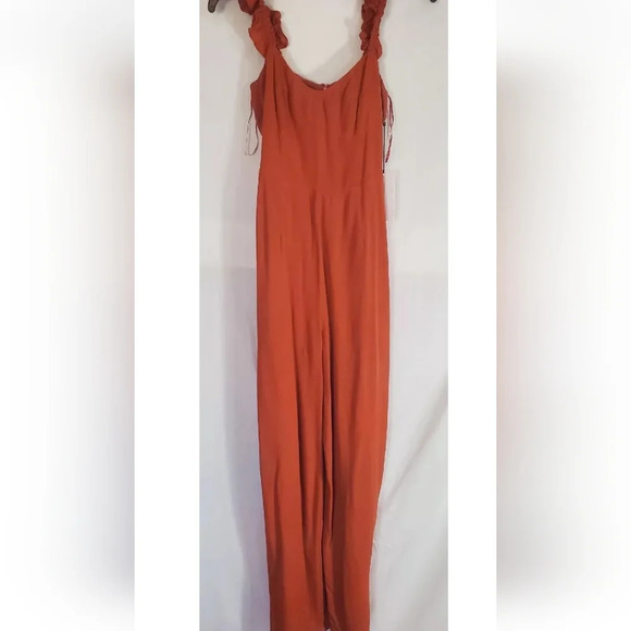 COTTON CANDY ruffle strap pant jumpsuit. Rust color. Size medium - Picture 4 of 14